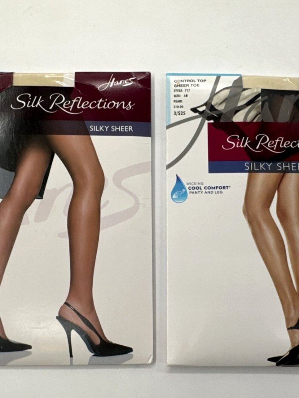Lot of 2 Hanes Silk Reflections Silky Sheer Pearl Pantyhose Control Top AB NEW